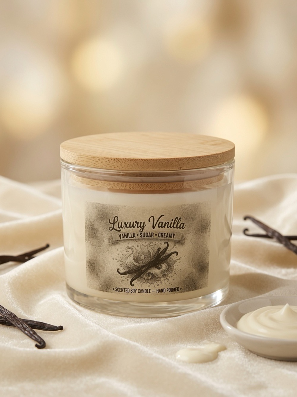 16oz 3-Wick Luxury Vanilla Soy Candle | Warm Vanilla Sugar Scented | Hand Poured